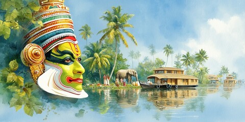 Onam watercolor poster design.
