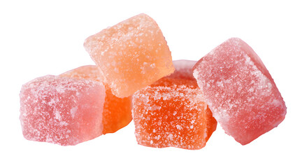 Sugar Coated Fruit Jellies, isolated on transparent background