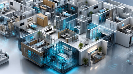 3d isometric Hospital infographic, vector