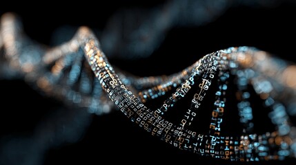 Abstract representation of DNA structure in vibrant digital colors, emphasizing technology.