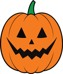 pumpkin with carved face glowing like jack o lantern on transparent background © Raj