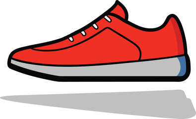 sneaker shoe with bold design and shadow underneath on transparent background