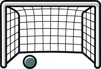 soccer goal net with ball mid shot entering on transparent background