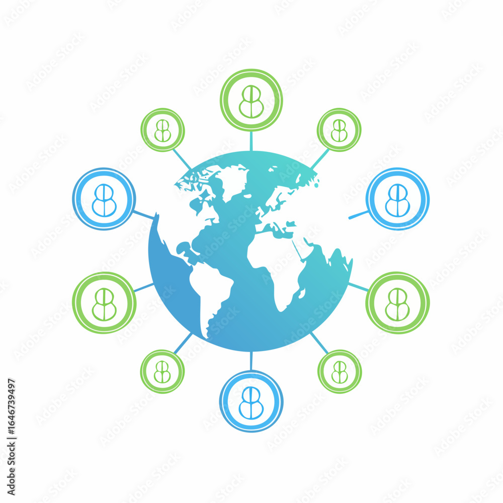 Poster stylish globe icon animation for global reach and networking