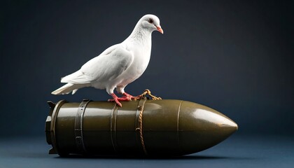 White dove perched on military shell