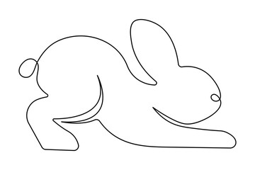 Cute rabbit sitting continuous one line drawing minimalist style isolate outline vector art illustration
