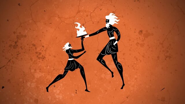 titan prometheus giving fire to humans