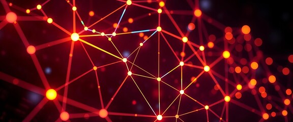 Abstract glowing network nodes forming a stock market graph, statistics, global