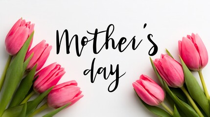 Elegant floral arrangement with message for a day of appreciation and love, with pink tulips.