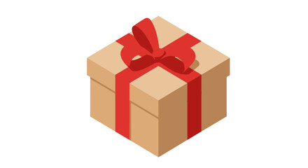 Obraz premium Isometric Gift Box with Red Ribbon Vector