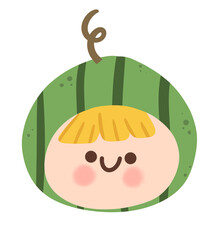 Cute smiley fruit human illustration 