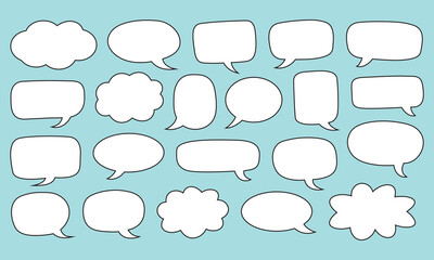 Collection of Speech Bubble icon set in Various Shapes.