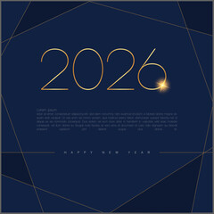 premium vector design to celebrate happy new year 2026, 2026 number design with blue background and gold stripes vector image. 