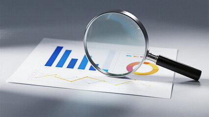 magnifying glass on financial newspaper