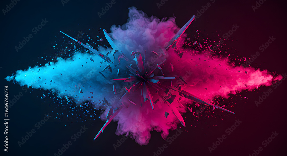 Aufkleber explosive colors: a mesmerizing display of vibrant pigments bursts forth, creating a captivating and
