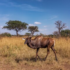 Naklejka premium wildebeest in serengeti national park tanzania africa