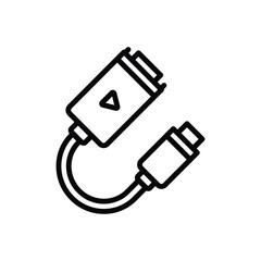 Black line icon for  cable connector