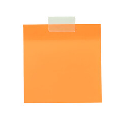 Orange sticky note with duct tape isolated on white or transparent background. PNG