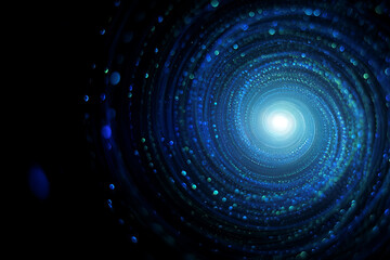 Obraz premium Vibrant blue spiral galaxy with a bright central core surrounded by distant stars and nebulae representing the vastness and beauty of outer space and the universe