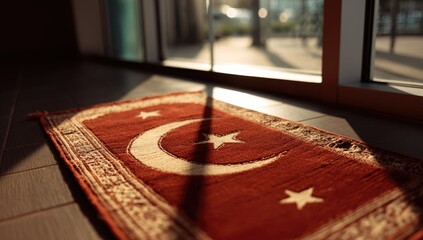 Naklejka premium Prayer rug in sunlight by window