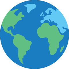 small globe with blue oceans and continents on transparent background