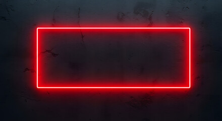 Neon Red Rectangle on the Dark Wall: A striking neon red rectangle glows against a dark textured wall, offering a contemporary aesthetic. The design of the art exudes a sense of modernity.