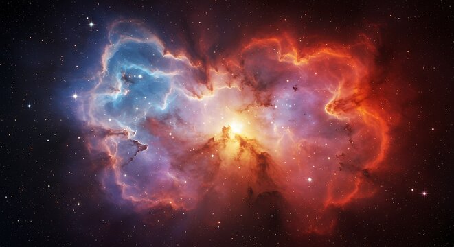 Colorful cosmic nebula glowing brightly in the dark expanse of space, showcasing the celestial genesis of new stars