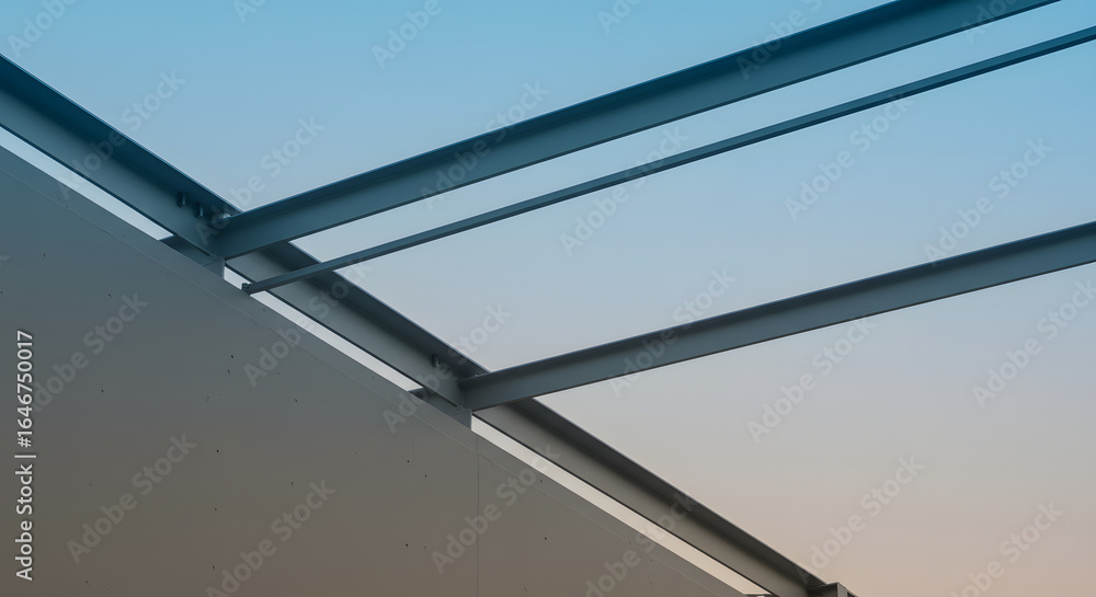 Poster steel structure geometry: a visually striking steel structure's architectural detail captured in a g