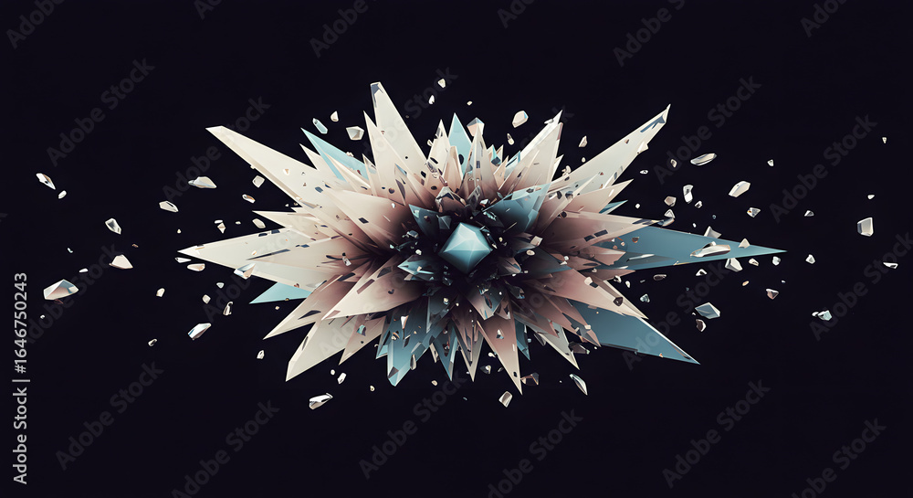 Aufkleber abstract geometric explosion: captivating display of an abstract geometric form, bursting with dynam