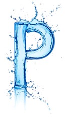 Letter P formed by water splashes