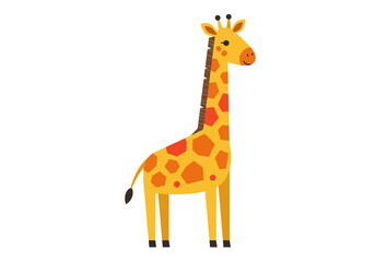 Obraz premium Cartoon Giraffe with Orange Spots and Long Neck