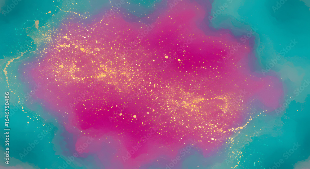 Poster cosmic fusion: an artistic portrayal of an exploding galaxy, where radiant colors converge in a visu