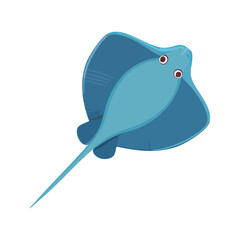 A simple blue stingray with a flowing body