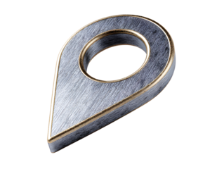  Metallic Map Pin with Textured Surface and Highlighted Edges, Angled Side View, Isolated on Transparent Background.png
