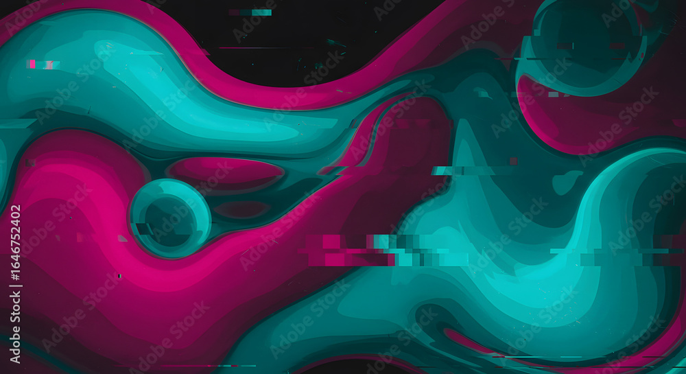 Aufkleber abstract swirls of magenta and teal: a mesmerizing digital artwork. swirling patterns, flowing movem
