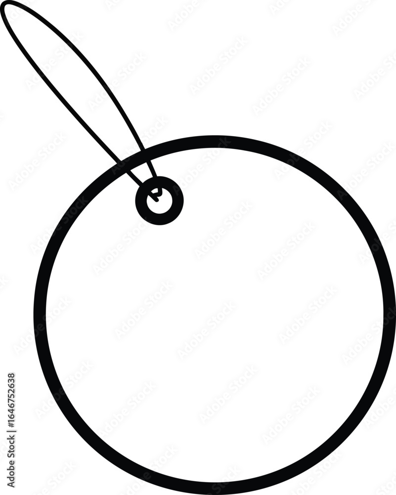 Poster simple black and white circular tag with a string.
