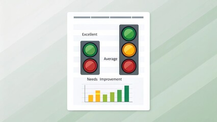 Traffic light performance indicators and bar chart for business evaluation