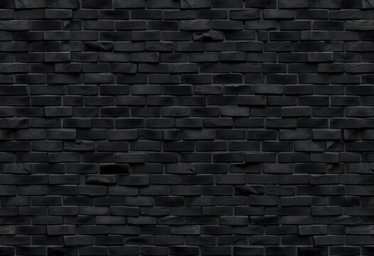 Fototapeta Seamless dark black brick wall texture, repeating infinity pattern for background design, tileable, architecture