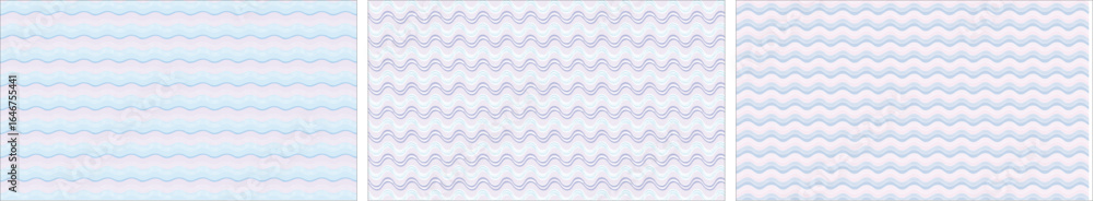 Poster a calming and minimal seamless pattern featuring thin, delicate wavy lines in a soothing color palet