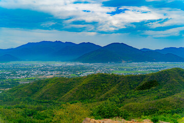 A view of the city from afar. 

The photo was taken from the mountain to Nha Trang city in Vietnam....