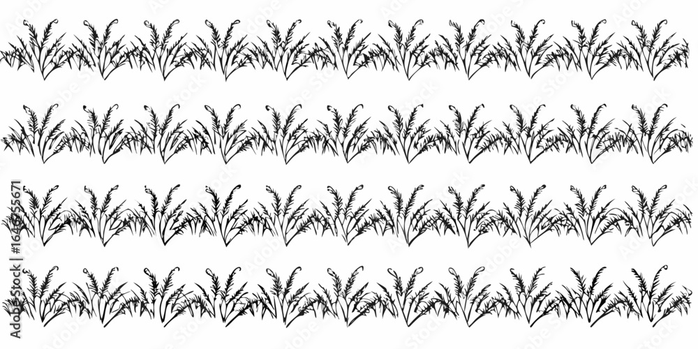 Poster vector repeating pattern of stylized wheat plants arranged in horizontal rows forming a decorative b