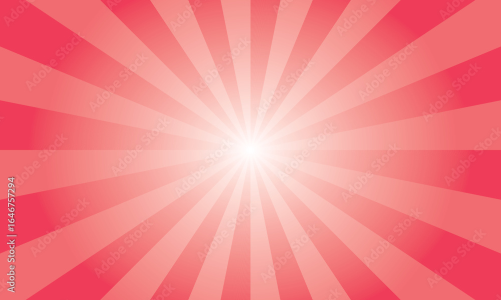 Poster flamingo pink background with white sun ray. abstract texture with light of sunburst. radial glowing