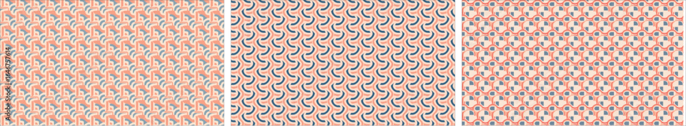 Poster a seamless and modern abstract pattern with a retro-futuristic style, featuring a dynamic compositio