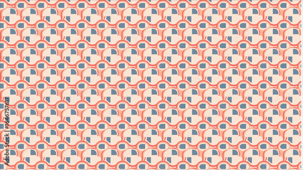 Poster a bold and seamless abstract pattern with a retro-futuristic aesthetic, using curved shapes and colo