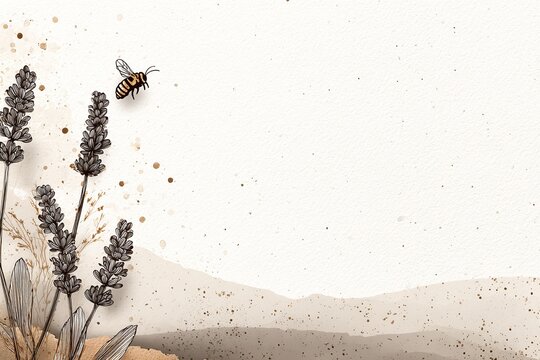 LAVENDEL-LINIENKUNSTKOMPOSITION MIT BIENE