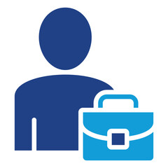 Professional Role Glyph Blue Silhouette Icon Design Vector - person holding a briefcase, indicating job position or business professional