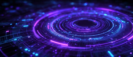 Obraz premium FUTURISTISCHE HINTERGRUNDSZENE MIT NEON-HUD-OVERLAY