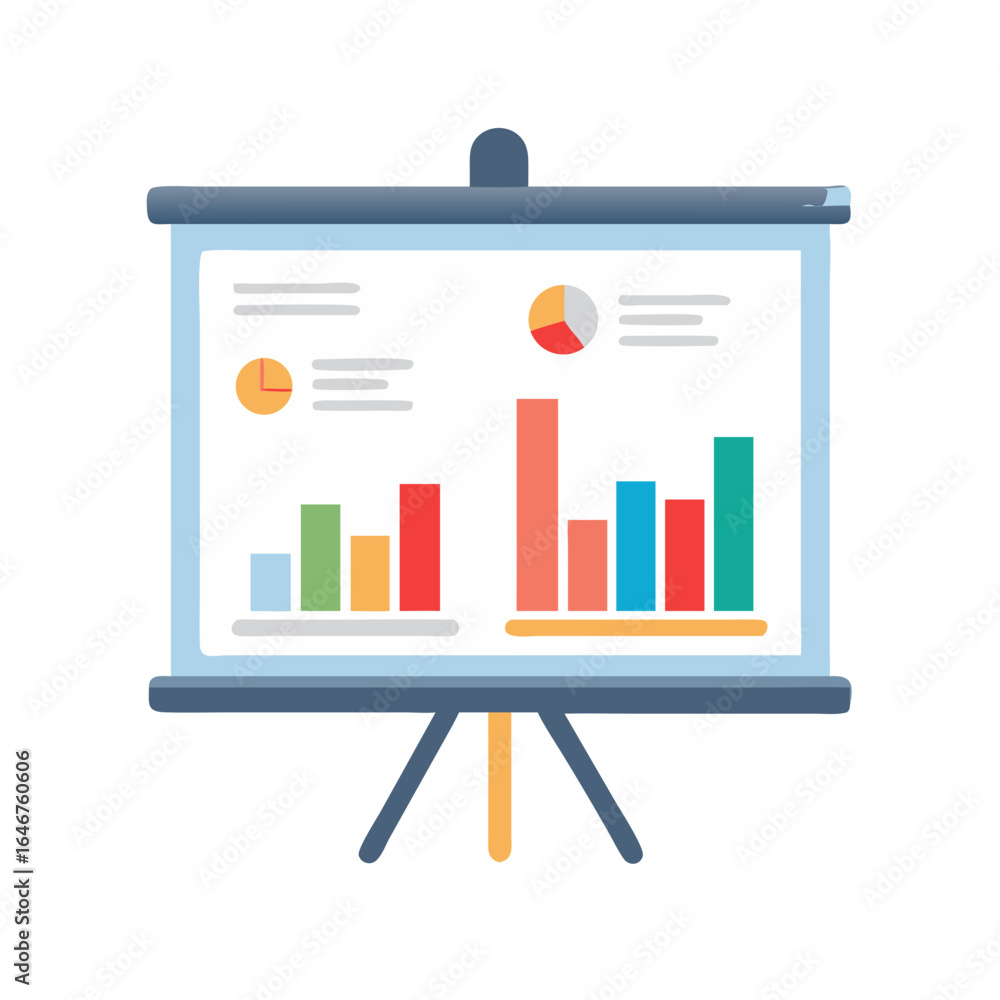 Aufkleber presentation board displaying business data and graph isolated on white background