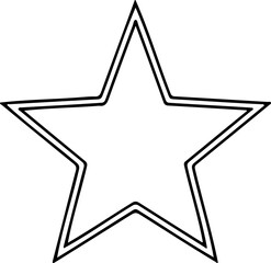 A simple black and white line drawing of a five pointed star with a double outline on a white background