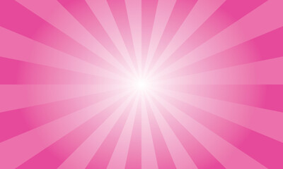 Razzle dazzle rose pink background with white sun ray. Abstract texture with light of sunburst. Radial glowing beam of sunlight. Retro background with flash. Design of sunbeams vector illustration.
